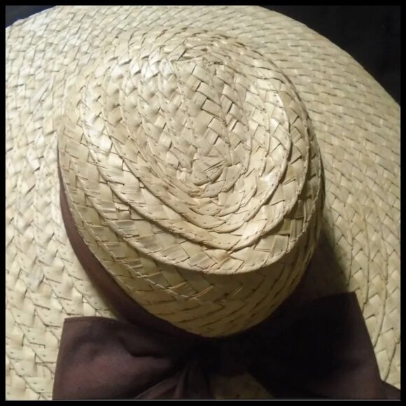 Vintage Big Straw Platter Hat Wide Brim High Fashion, 60s Cartwheel main image 9